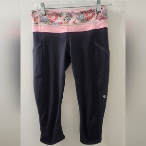 Lululemon Black and Pink‎ Floral Leggings
